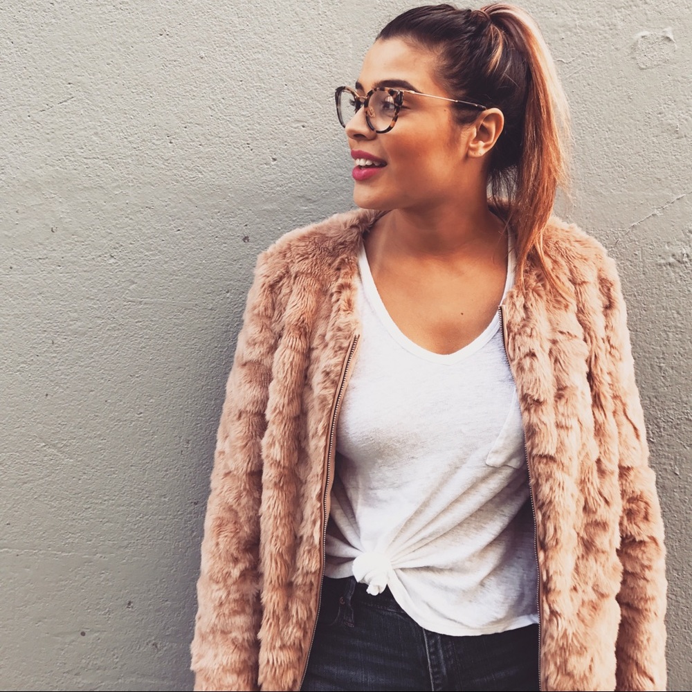 Blush Pink Faux Fur Jacket